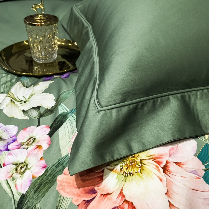 Brigitte Envy Floral Design Egyptian Cotton Bedding Set - DARIYA HOME